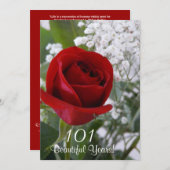 第101誕生祝いレッドローズ 招待状 (正面/裏面)