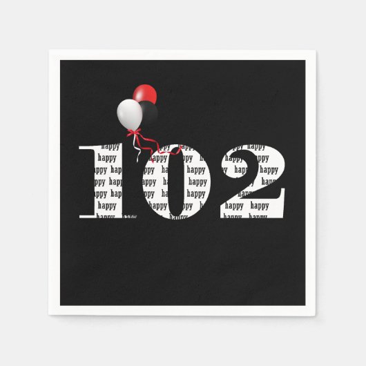 第102回誕生日パーティー風船 スタンダードカクテルナプキン (正面)