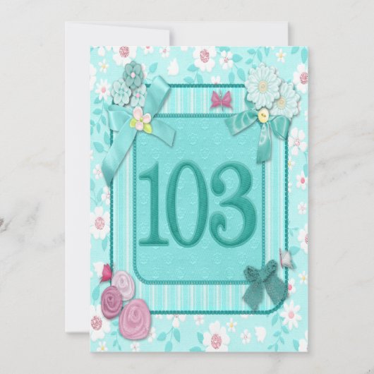 第103回誕生日パーティーの招待状 招待状 (正面)