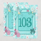 第103回誕生日パーティーの招待状 招待状 (正面/裏面)