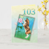 第103誕生日(猫よくはしゃぐ付) カード (黄色い花)