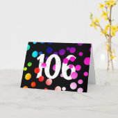 第106誕生日レインボードットオンブラック カード (黄色い花)