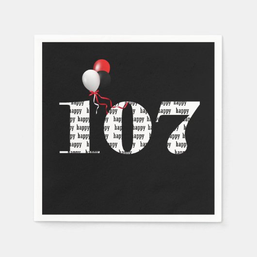 第107回誕生日パーティー風船 スタンダードカクテルナプキン (正面)