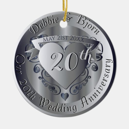 第10,20,25,70回メダ結婚リオン記念日 セラミックオーナメント (正面)