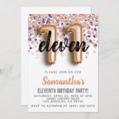 第11バラ金ゴールド誕生日招待状 招待状 (正面/裏面)