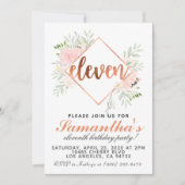 第11バラ金ゴールド誕生日招待状 招待状 (正面)