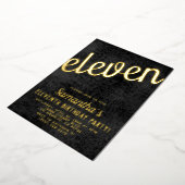 第11バラ金ゴールド誕生日箔招待状 箔招待状 (回転した状態)