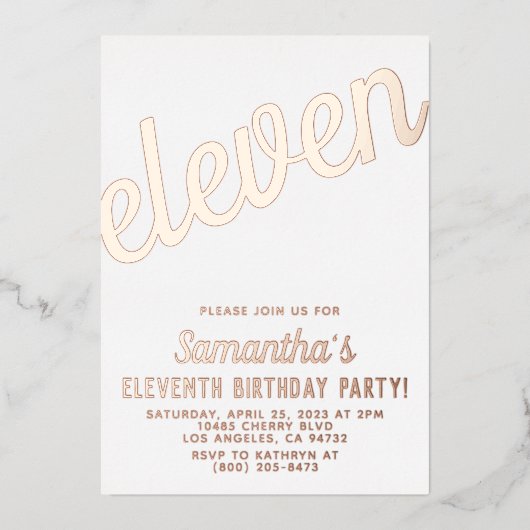 第11バラ金ゴールド誕生日 箔招待状 (正面)