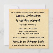 第11回バースデーパーティモダン金ゴールドとブラック 招待状 (裏面)