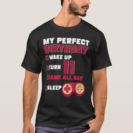 第11回パーフェクト誕生日ゲーマーゲーム11歳Bo Tシャツ (正面)