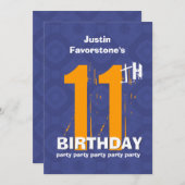 第11回モダン風化グランジ誕生日青W02C 招待状 (正面/裏面)