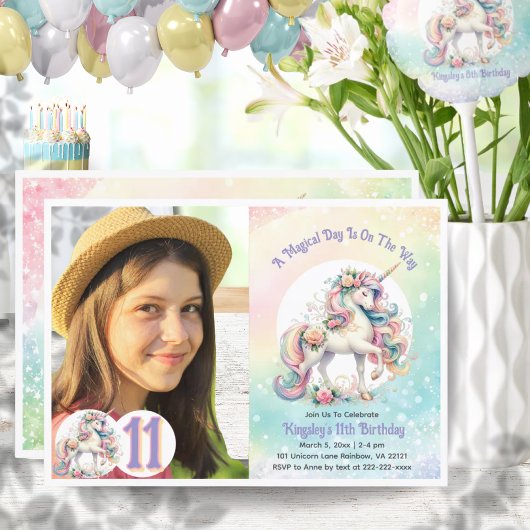 第11回ユニコーン写真誕生日パーティー虹 招待状