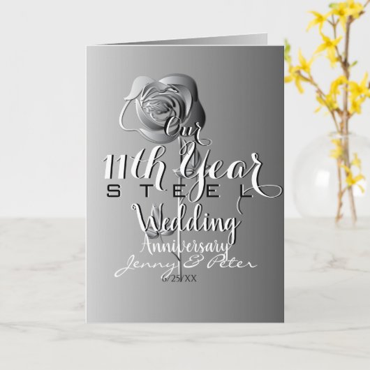 第11回結婚記念鉄鋼バラ カード (黄色い花)