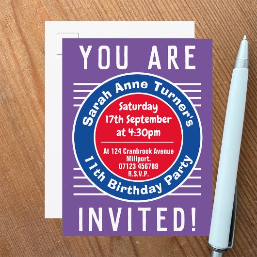 第11回誕生日パーティーへの招待 インビテーションポストカード