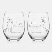 第11回鉄結婚鋼線アートカップル ステムなしワイングラス (裏面)