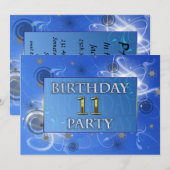 第11抽象芸術イルミネーション誕生日パーティーへの招待 招待状 (正面/裏面)