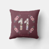 第11誕生日の少女フォトコラージピンクフラワー クッション (裏面)