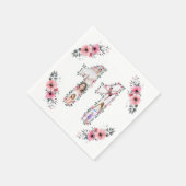 第11誕生日の少女フォトコラージピンクフラワー スタンダードカクテルナプキン (角)