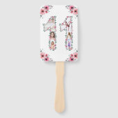 第11誕生日の少女フォトコラージピンクフラワー ハンドファン (正面)