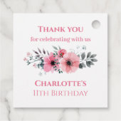 第11誕生日の少女フォトコラージピンクフラワー フェイバータグ (裏面)