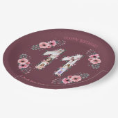 第11誕生日の少女フォトコラージピンクフラワー ペーパープレート (アングル)