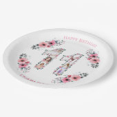 第11誕生日の少女フォトコラージピンクフラワー ペーパープレート (アングル)