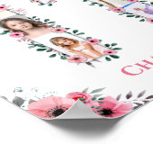 第11誕生日の少女フォトコラージピンクフラワー ポスター (角)