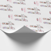 第11誕生日の少女フォトコラージピンクフラワー ラッピングペーパー (角)