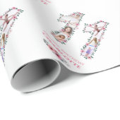 第11誕生日の少女フォトコラージピンクフラワー ラッピングペーパー (ロールコーナー)