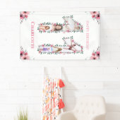 第11誕生日の少女フォトコラージピンクフラワー 横断幕 (インサイチュ)