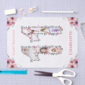 第11誕生日の少女フォトコラージピンクフラワー 薄葉紙 (クラフト)