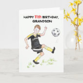 第11誕生日カード孫 – サッカー カード (黄色い花)