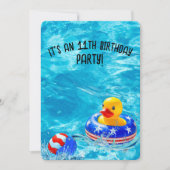 第11誕生日プールパーティー(イエローアヒル付き) 招待状 (正面)
