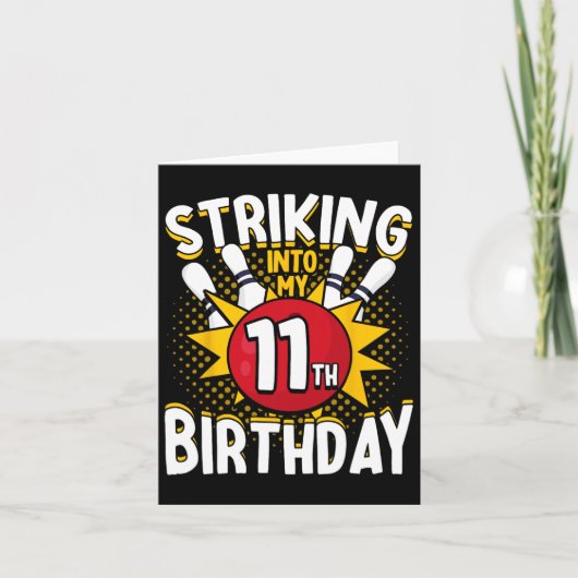 第11誕生日ボーリングテーマの誕生日化 カード (正面)