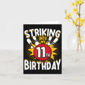 第11誕生日ボーリングテーマの誕生日化 カード (黄色い花)