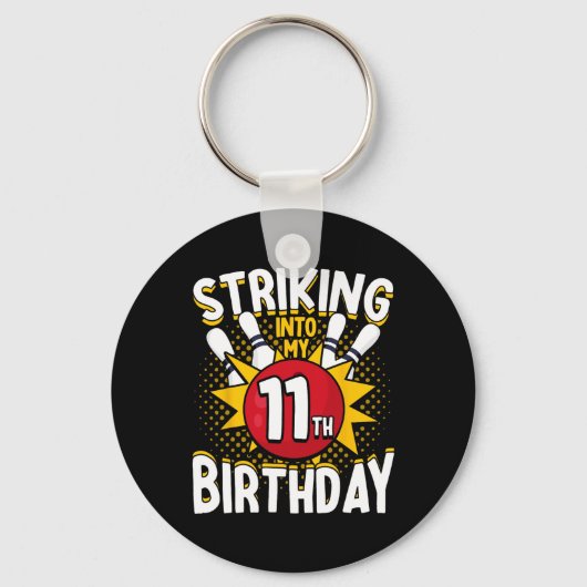 第11誕生日ボーリングテーマの誕生日化 キーホルダー (正面)