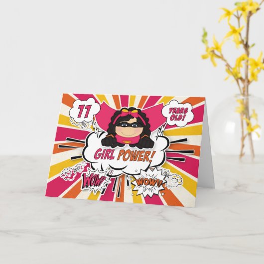 第11誕生日女子キッズピすごいンク漫画本 カード (黄色い花)