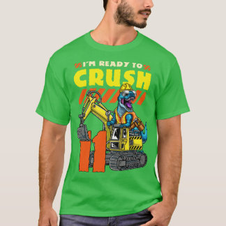 第11誕生日恐竜掘削機 Tシャツ