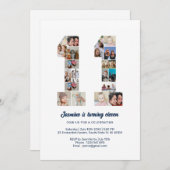 第11誕生日第11カスタム号写真コラージュ 招待状 (正面/裏面)