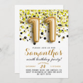 第11誕生日紙吹雪招待状 招待状 (正面/裏面)