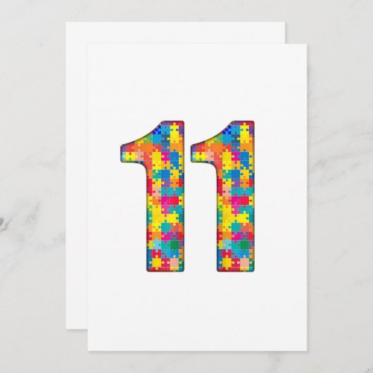 第11誕生日自閉症インサートfor Boy Girl 招待状 (正面/裏面)