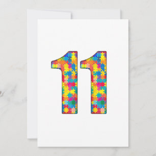 第11誕生日自閉症インサートfor Boy Girl 招待状