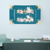 第11誕生日花ティール(緑がかった色)フォトコラージイエロー 横断幕 (トレードショー)