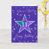 第11誕生日輝くスター（トゥイーンまたはティーン） カード (黄色い花)