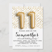 第11誕生日金ゴールド水玉模様招待状 招待状 (正面)