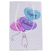 第11誕生日風船とハート ミディアムペーパーバッグ (正面)