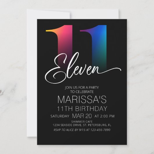 第11誕生日 モダン 招待状 (正面)