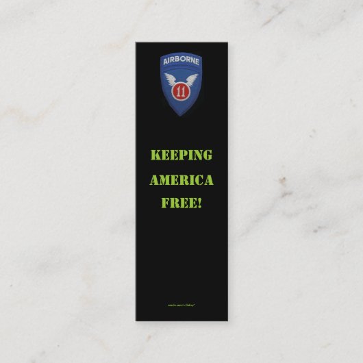 第11軍隊の空輸の退役軍人のvfwパッチのプロフィールカード スキニー名刺 (正面)