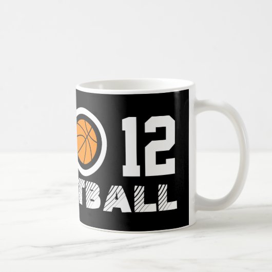 第12バスケットボールのコーヒー・マグ| Personalizable コーヒーマグカップ (右)