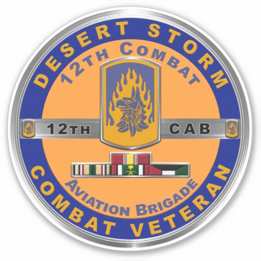 第12回戦闘航空旅団砂漠ストーム退役軍人 シール (正面)